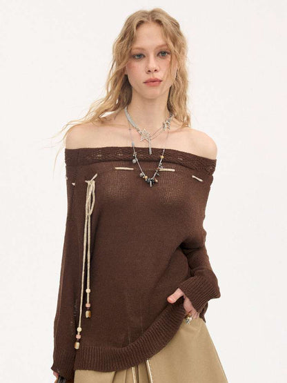 Slanted Strap Smock Knit Sweater【s0000015409】