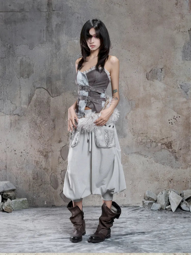 Cropped Wide-Leg Pocket Skirt【s0000014137】