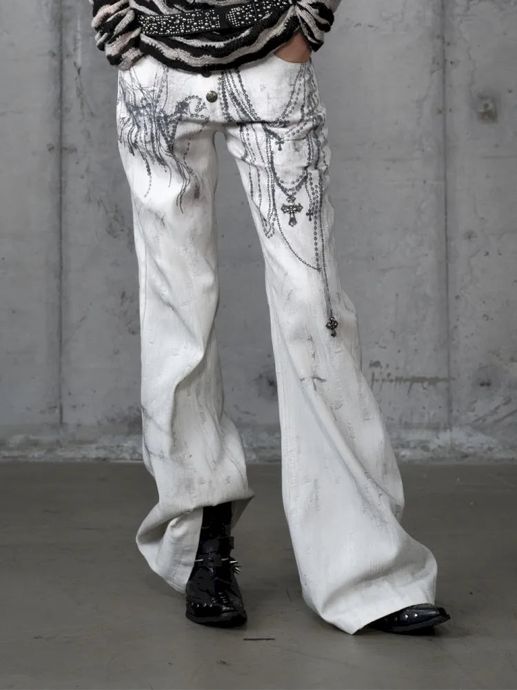 Denim Distressed Wide-Leg Pants【s0000013949】