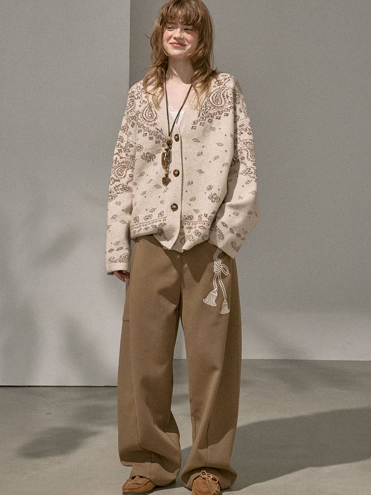 Button-Front Jacquard Knit Cardigan【s0000014394】