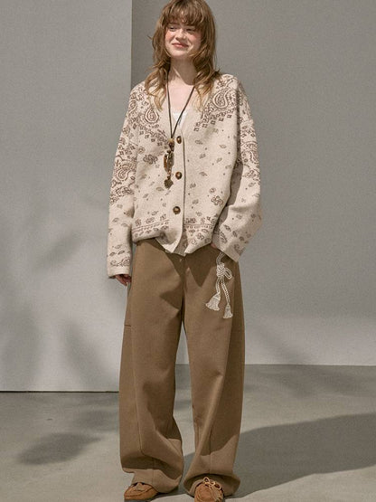 Button-Front Jacquard Knit Cardigan【s0000014394】