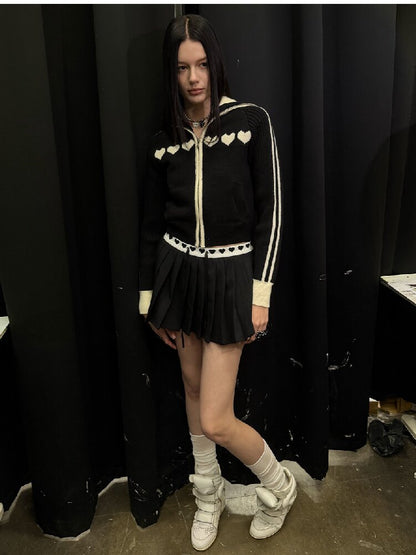 Love Jacquard Cropped Cardigan【s0000015872】