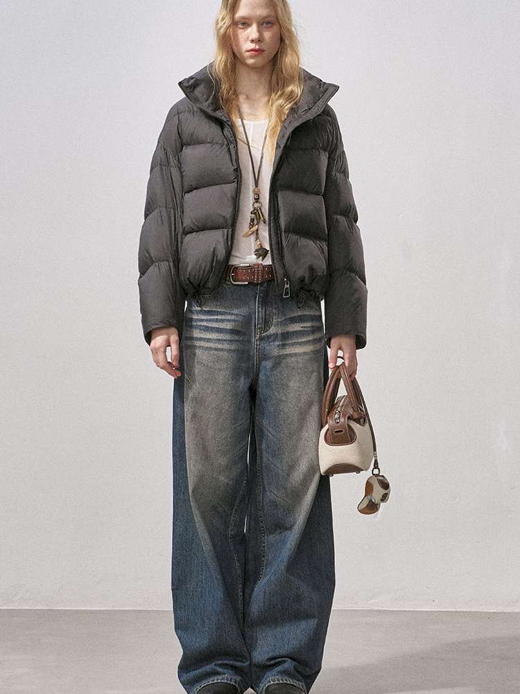 White Duck Down Ribbed Down Jacket【s0000015211】