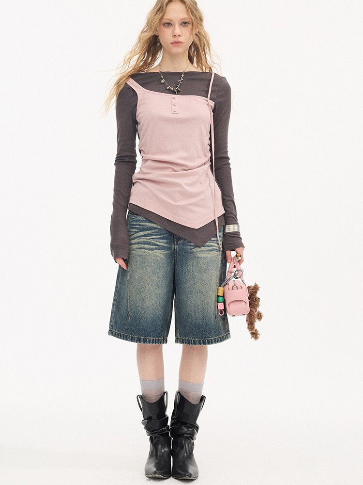 Tencel Wool Faux Two Piece Top【s0000015899】