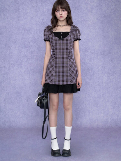Purple Halter Halter Two Piece Dress【s0000017687】