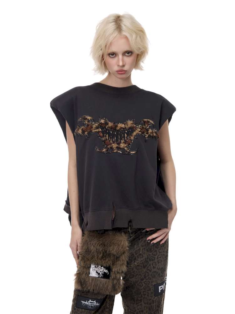 Double Embroidered Leopard Sweatshirt【s0000015121】