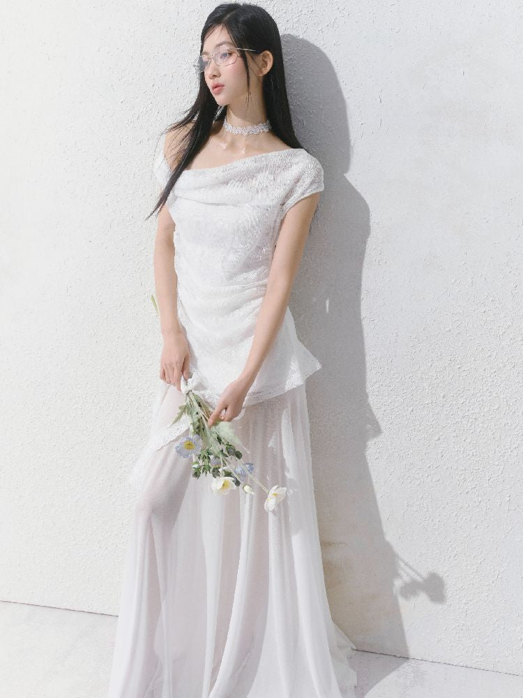 Tansparent a-line tulle dress【s0000012149】