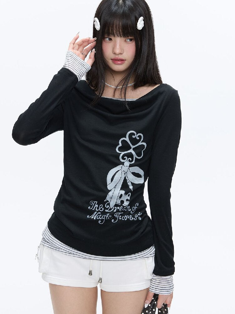 Soft Patchwork Collar Slim Top【s0000016385】