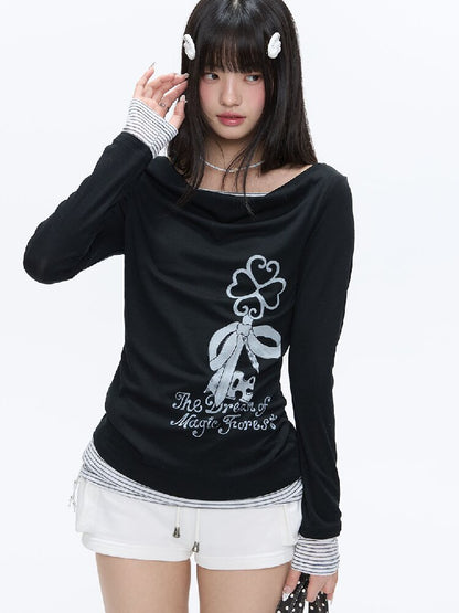 Soft Patchwork Collar Slim Top【s0000016385】