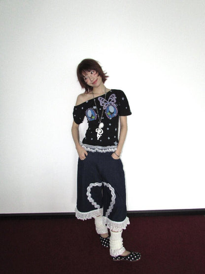 Butterfly Star Comic Eye Short Top【s0000018658】