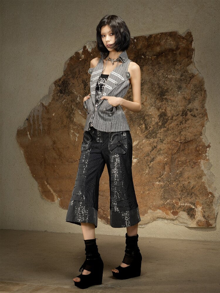 Dark Punk Cropped Bootcut Pants【s0000016887】
