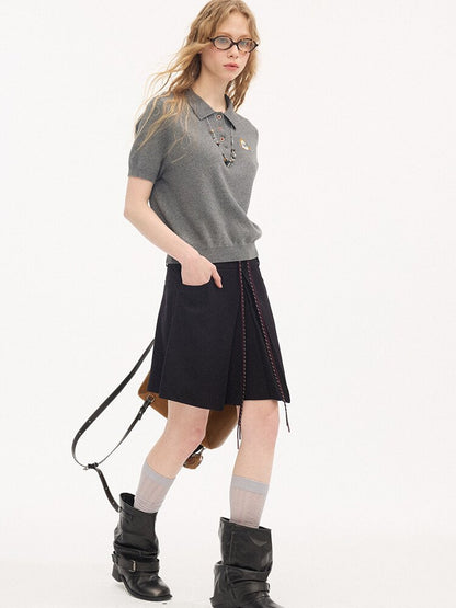 Pony Pigtails Polo Knitted Shirt【s0000015897】