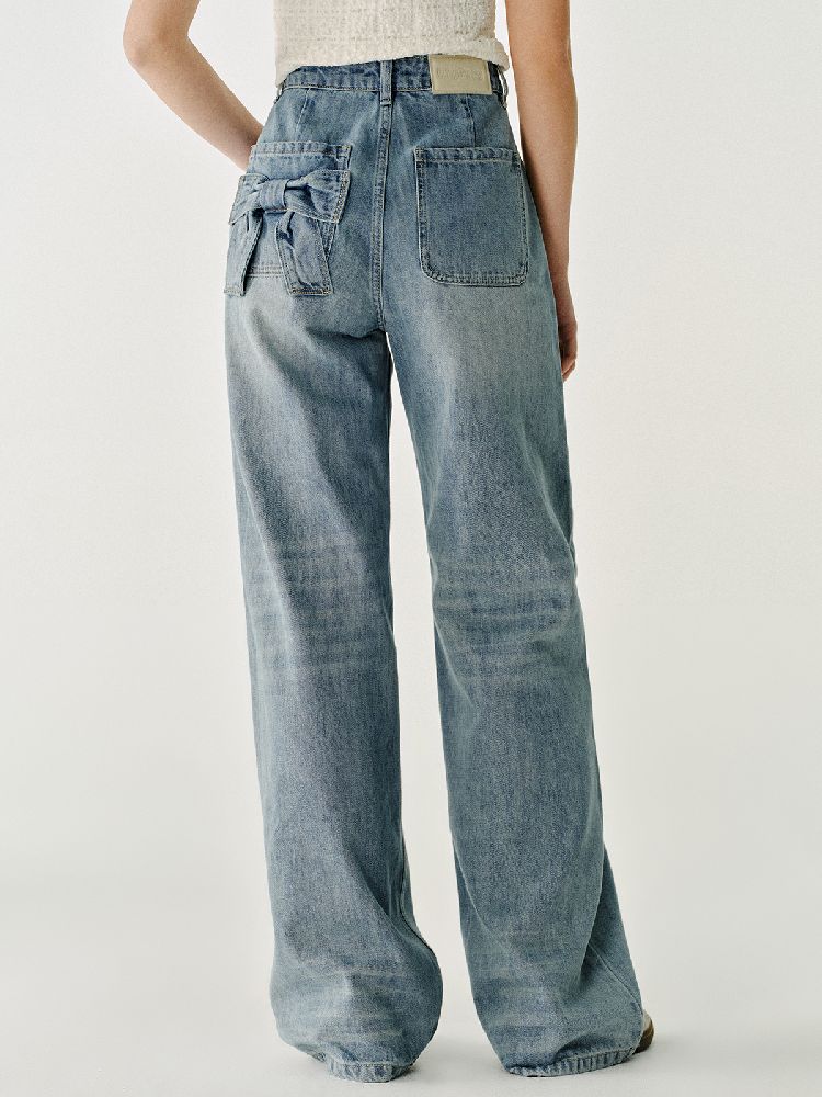 Cubic Bow Light Jeans Lace Pants【s0000011977】