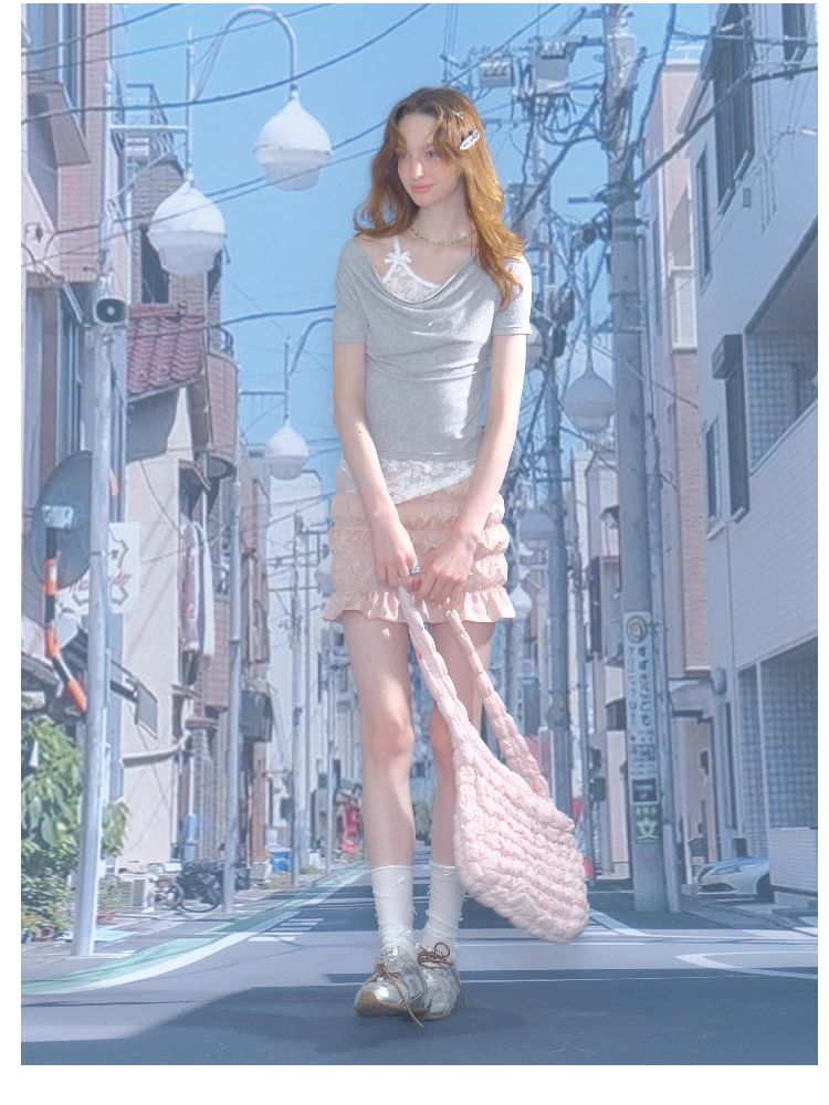 Lace Straps Short Sleeve T-shirt【s0000012254】