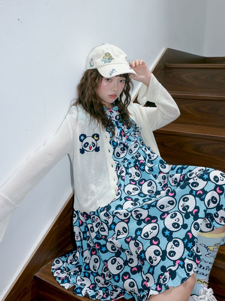 Blue panda pattern dress【s0000012757】