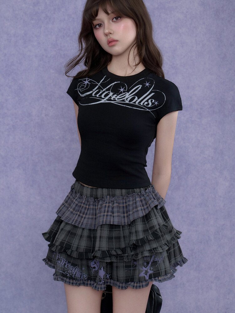 Trendy Sweet Spicy Print Tie-Neck T【s0000017282】
