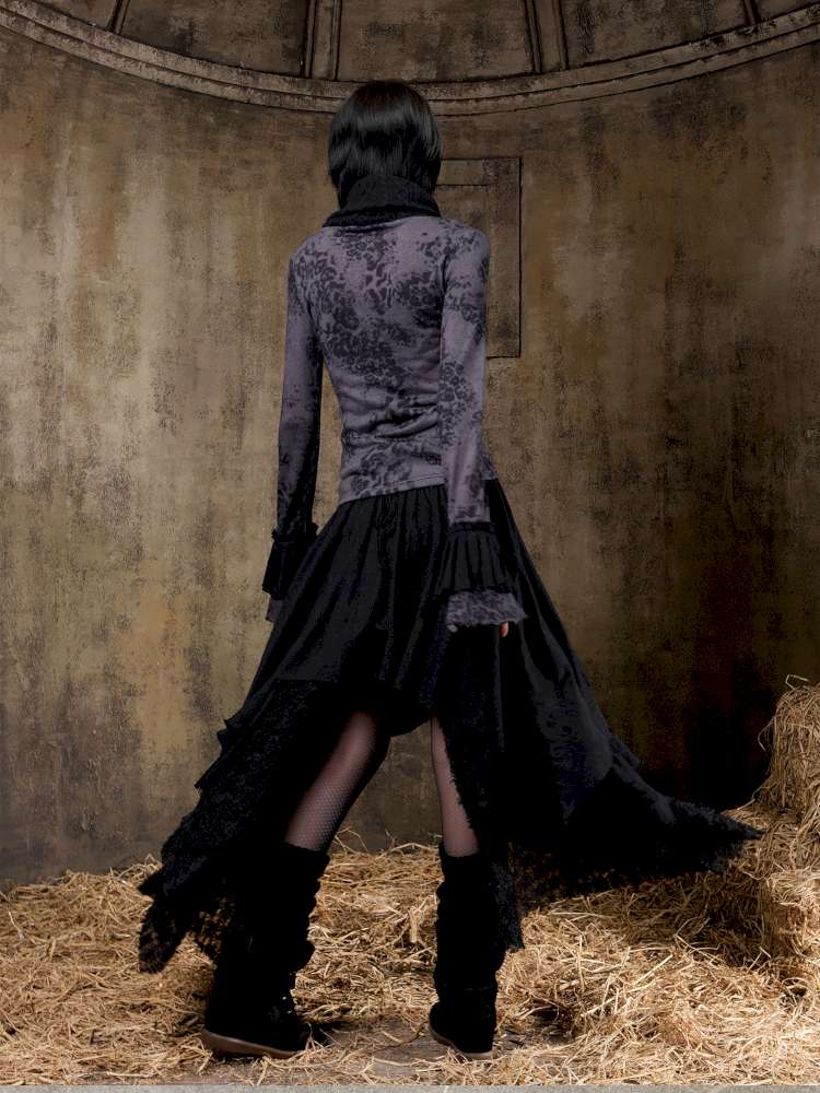 Contrast Slim Knit Long Sleeve Tee【s0000015083】