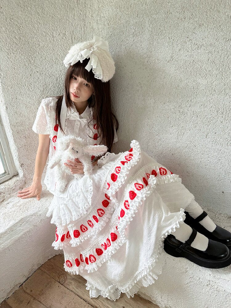Plaid Lace Bow Short Sleeve Shirt【s0000018541】