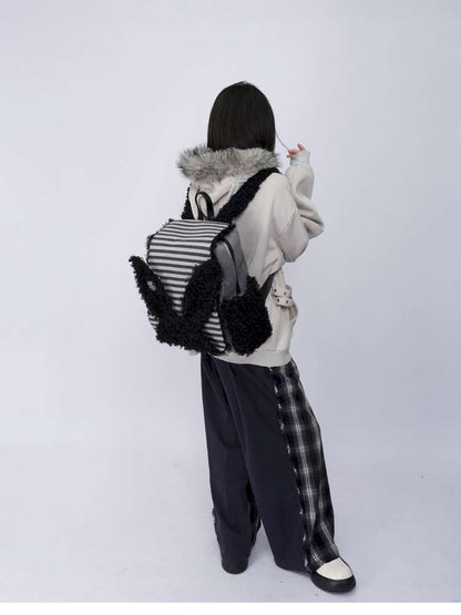 Rabbit Ears Fur Computer School Bag【s0000014615】