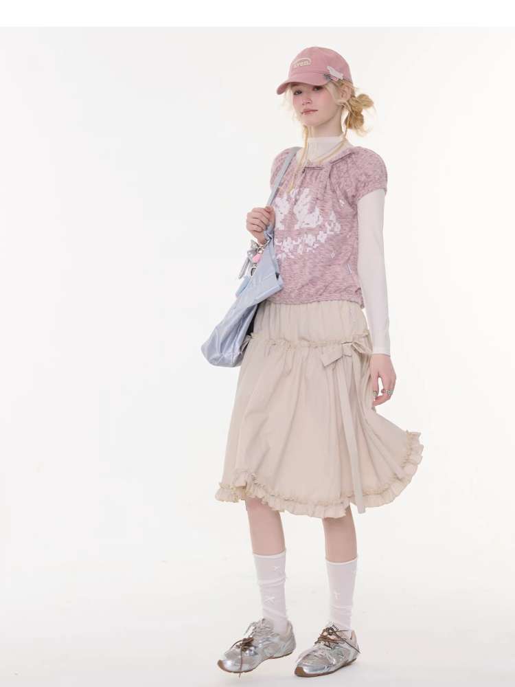 Rabbit Print Doll Knitted Top【s0000015430】