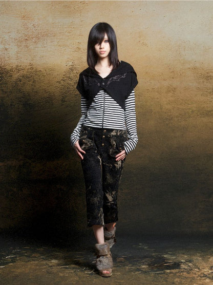 Wings Hot Rhinestone Hooded Short Tunic【s0000011818】