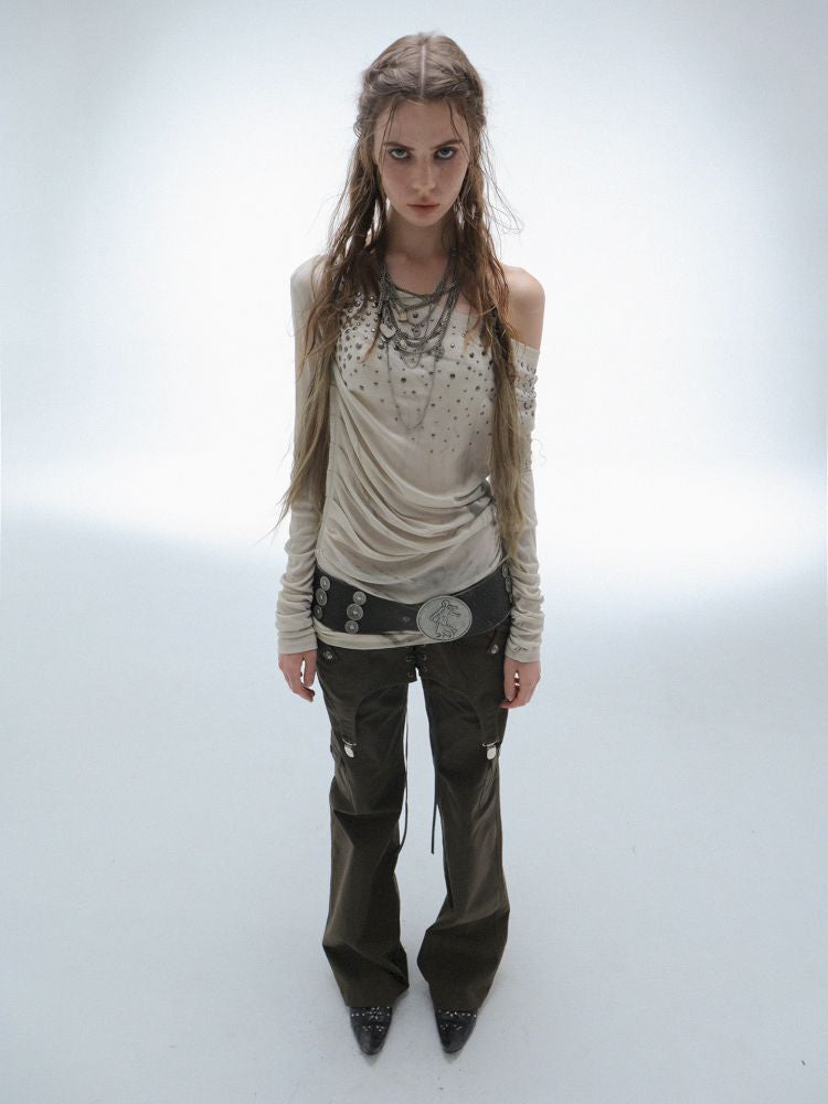 Embellished Vintage Print Base Layer Top【s0000013901】