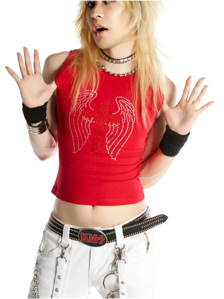 Cross Hot Rhinestone Short Slim Tank Top【s0000012455】