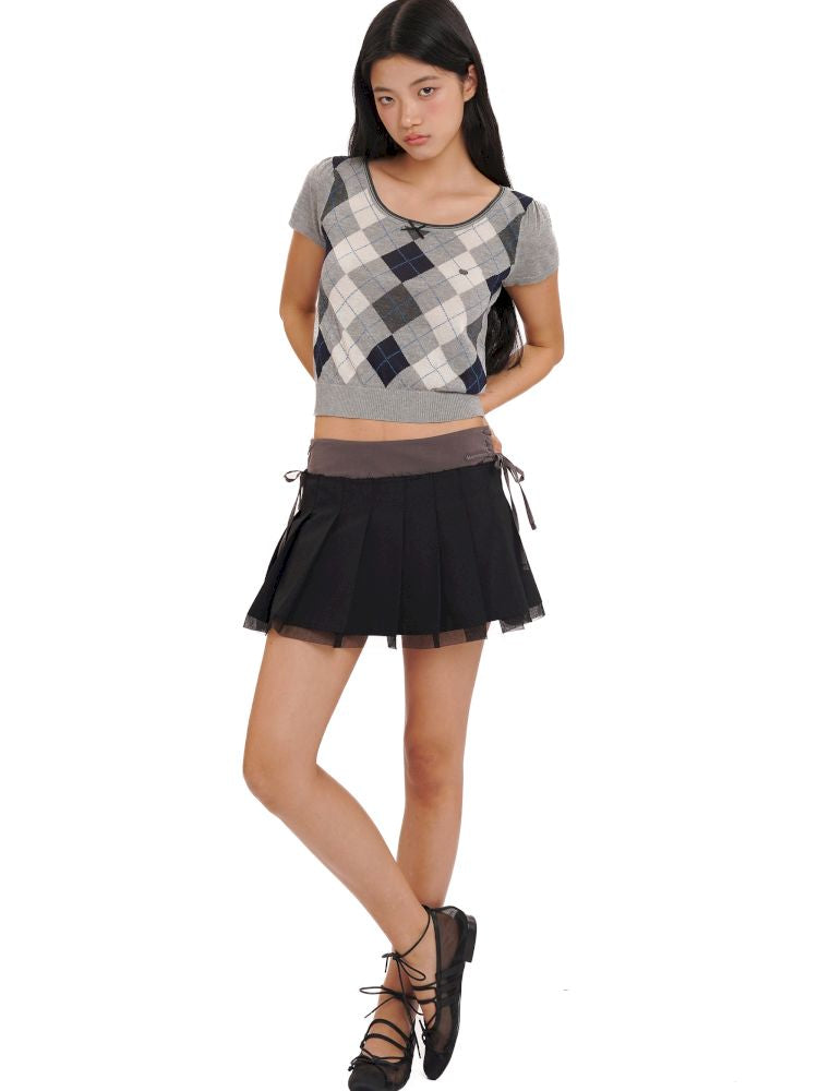 Hem Layered Mesh Pleated Skirt【s0000013431】
