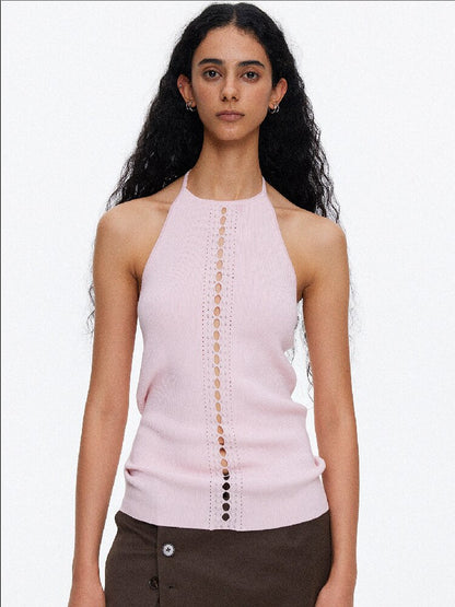 Lyocell Lace Up Halterneck Knit【s0000015929】