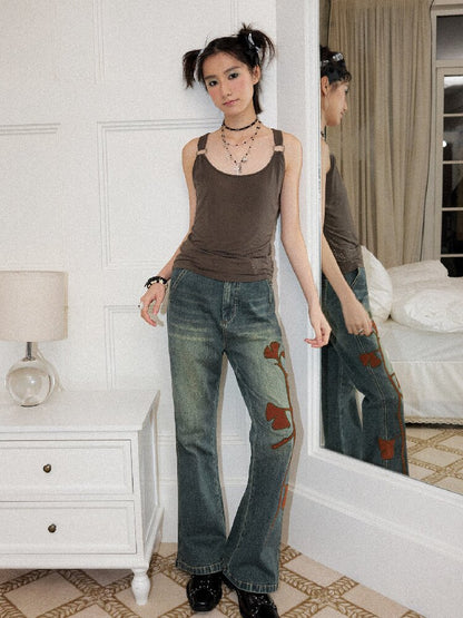 Ginkgo Embroidered Denim Bootcut【s0000016651】