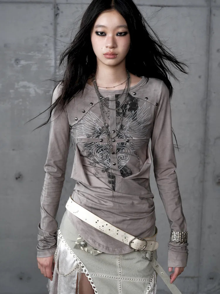 Deconstructed Print Long-Sleeve Knit Base【s0000014117】