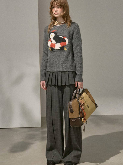 Penguin Jacquard Crewneck Knit Sweater【s0000014396】