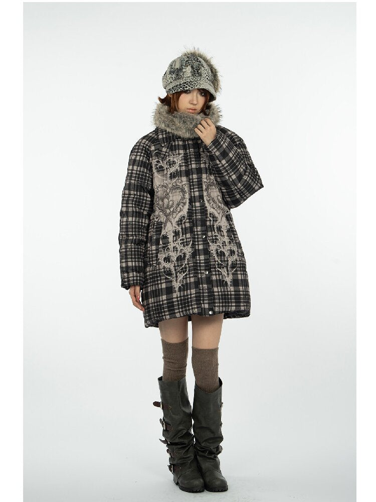 Retro Plaid Bear Love Down Jacket【s0000018077】