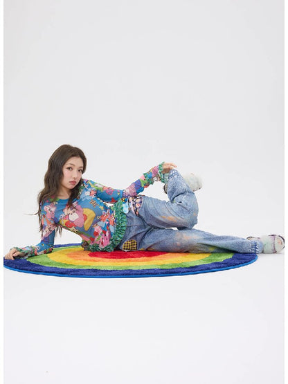 Hand Painted Patchwork Cotton Jeans【s0000016189】