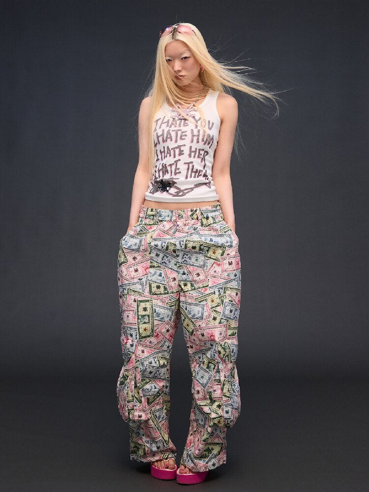 Money Print Multi Pocket Wide Pants【s0000017033】