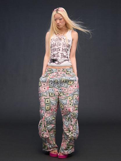 Money Print Multi Pocket Wide Pants【s0000017033】