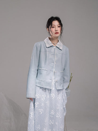 Detachable Lace Waist Leather Jacket【s0000015745】
