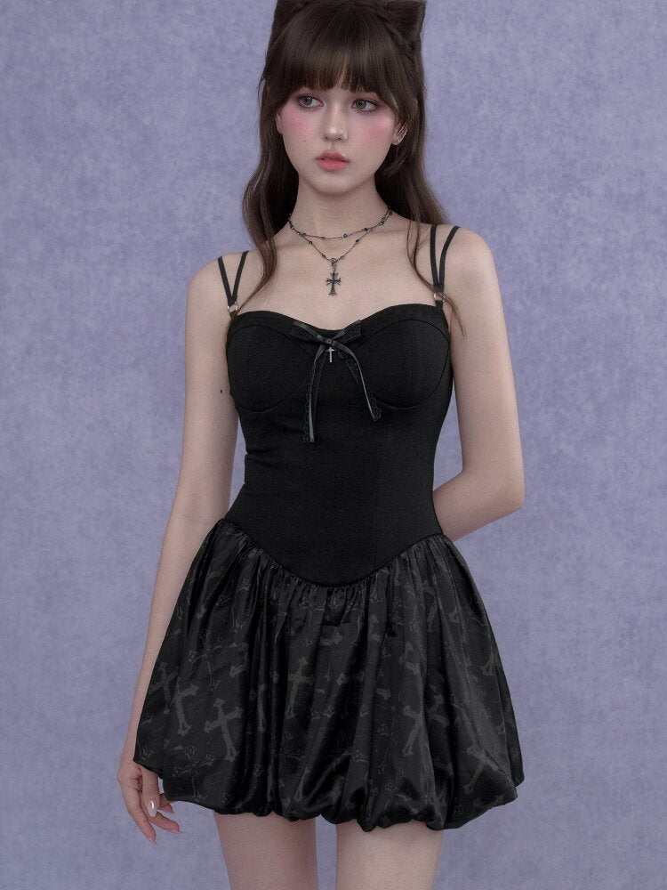 Cross Shaped Flower Bud Strap Dress【s0000017278】