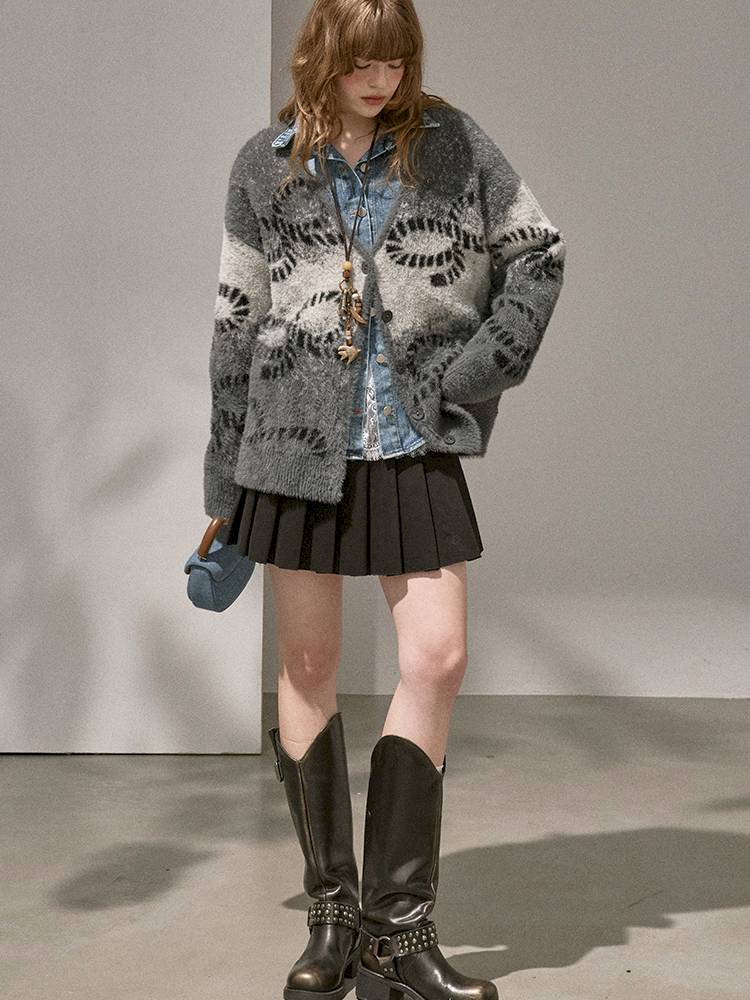 Oversized V-Neck Knit Cardigan【s0000014404】