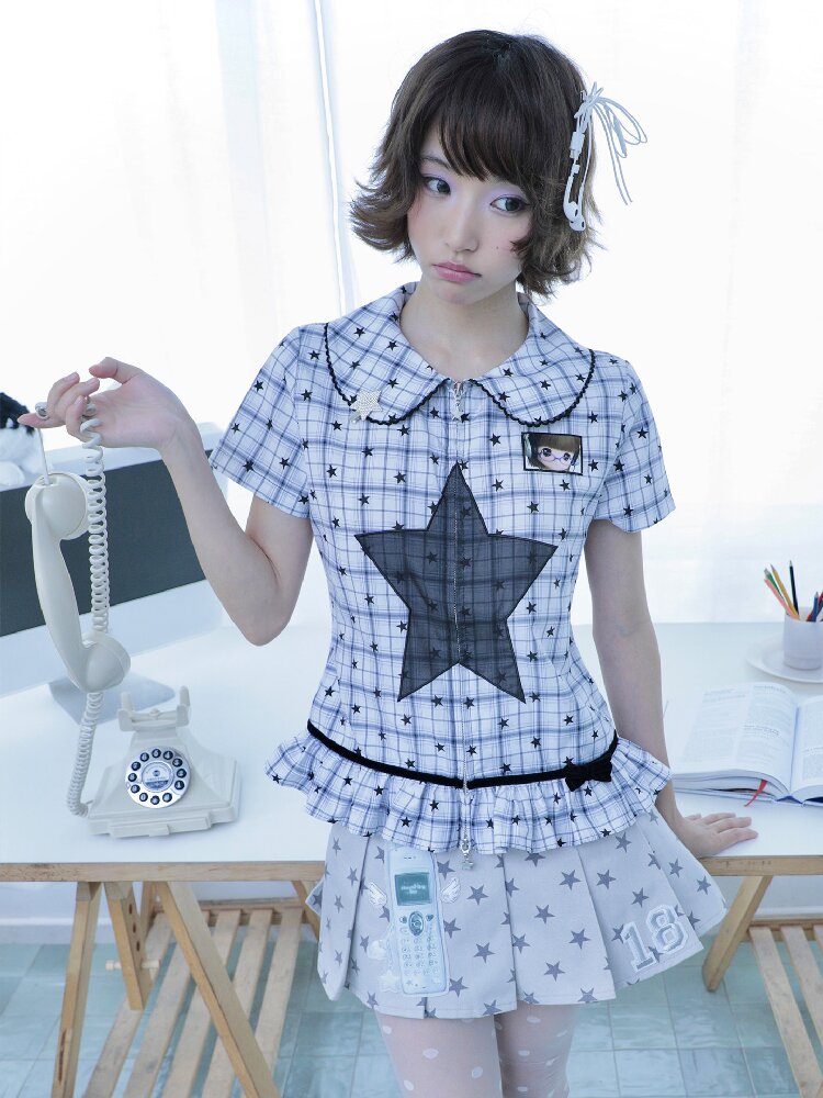 Pleated Star Pattern Mini Skirt【s0000017128】
