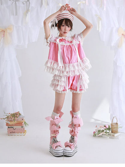 Pink Polka Dot Lolita Pants Skirt【s0000016552】