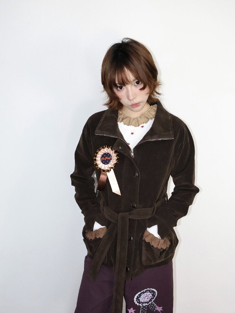 Vintage Badge Suede Patchwork Jacket【s0000018668】
