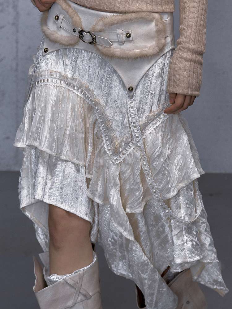 Vintage Lace Irregular Velvet Skirt【s0000014930】