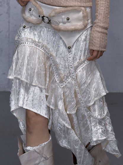 Vintage Lace Irregular Velvet Skirt【s0000014930】