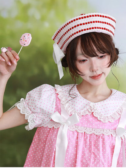 Pink Striped Navy Lolita Hat【s0000016557】