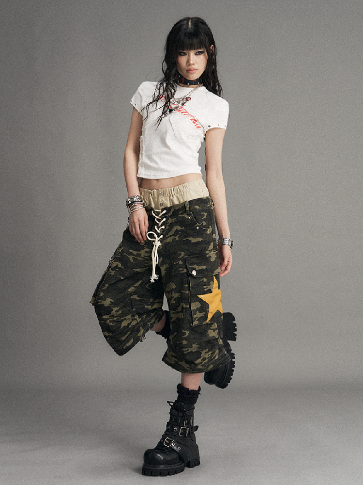 Double Waist Camouflage Wide Leg Pants【s0000017773】