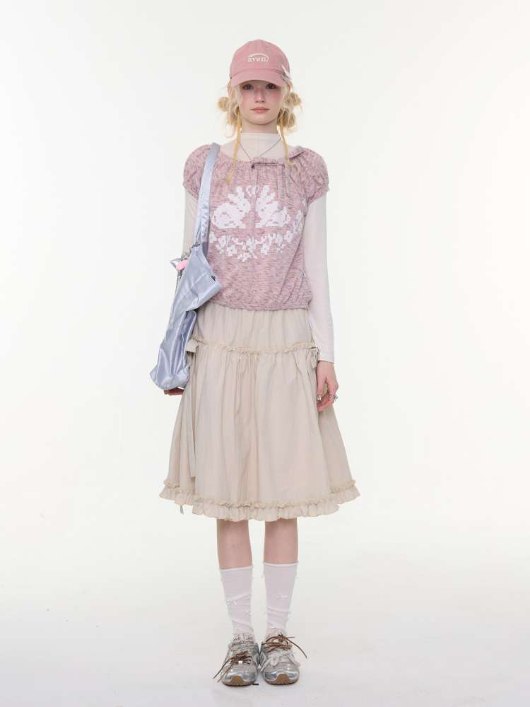 Retro Khaki A-Line Slimming Skirt【s0000015425】