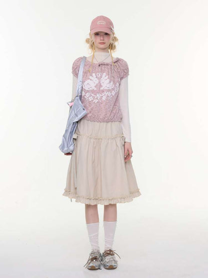 Retro Khaki A-Line Slimming Skirt【s0000015425】