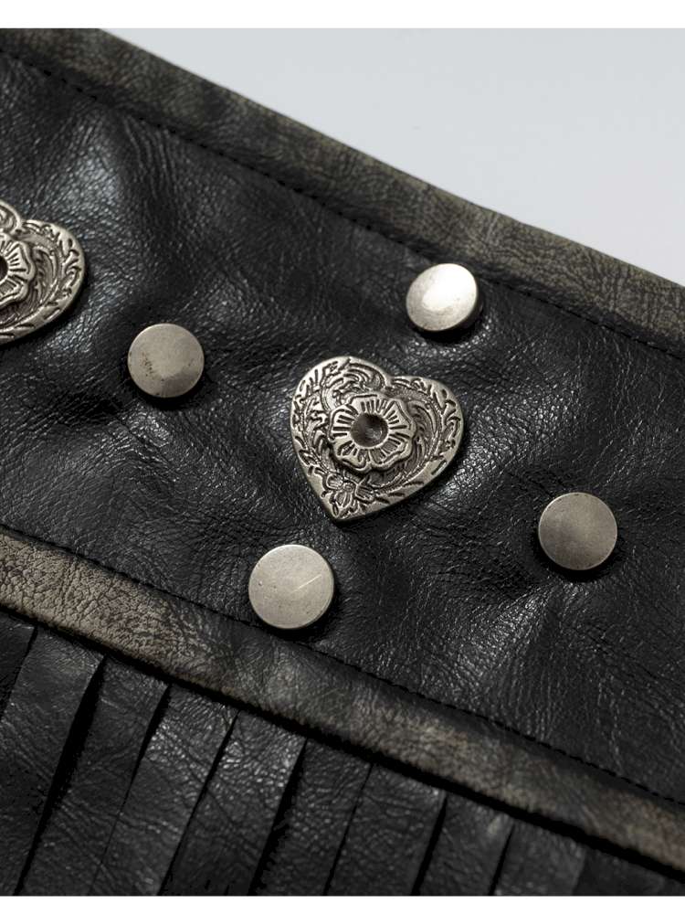 Heavy-Duty Fringe Wide Leather Belt【s0000014476】