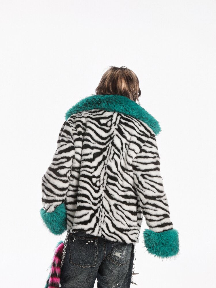 Zebra Print Furtive Faux Coat【s0000019277】